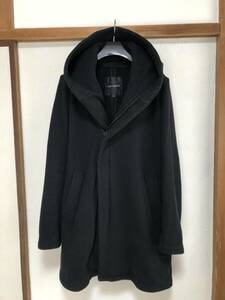 1piu1uguale3 WRAP NECK HOOD COAT コットン　ラップコート