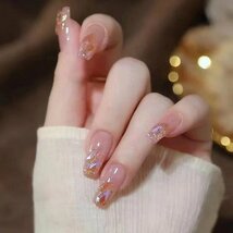 付け爪 24枚入り ネイルチップ ネイルパッチ 完成品 ブライダルネイル かわいい ショート デザイン ネイル nail D-41_画像8