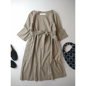 n-inooy stripe One-piece beige gray 