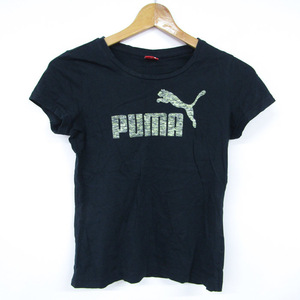 プーマ 半袖Tシャツ 前面ロゴ ロゴT スポーツウェア トップス コットン100% レディース Mサイズ ブラック PUMA