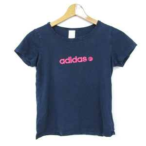 アディダス 半袖Tシャツ ロゴT スポーツウェア トップス ネオレーベル コットン100% レディース Mサイズ ネイビー adidas