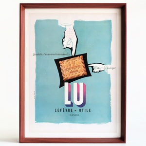 LEFEVRE-UTILE LU リュ 1952年 ビスケット Jean Colin ジャン・コラン フランス ヴィンテージ 広告 額装品 フレンチ ポスター 稀少