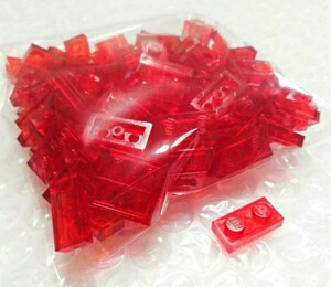 100個　1×2　赤　透明　LEGO　レゴ　未組み立て　未使用　パーツ　部品