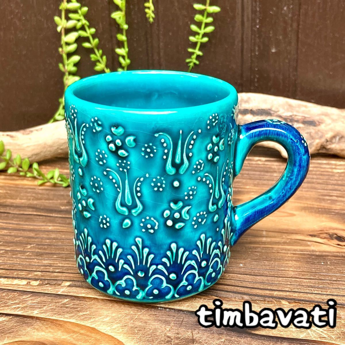 ☆Nouveau☆Tasse de poterie turque *Turquoise* Poterie Kyutahya faite à la main [Livraison gratuite avec conditions] 150, ustensiles à thé, Tasse, Fabriqué en céramique