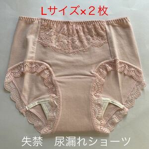 2枚組 L 尿漏れパンツ 20cc 失禁ショーツ 軽失禁 ピンク　安心ショーツ 女性用 失禁パンツ レディース 婦人用