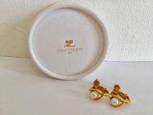  Courreges courreges Gold color rhinestone earrings 