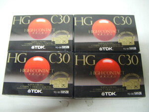 未使用品　TDK VHS-C ビデオテープTC-30HGF TC-30 hg c30 4本セット