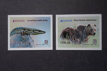 外国切手：イタリア切手 「（2021年ヨーロッパ切手）共通テーマ・絶滅危惧種」 2種完 未使用_画像1
