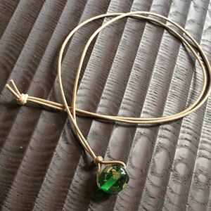 ( free shipping ) handmade glass tonbodama cord. pendant gold .... green 