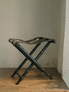 ... was used black tree . original leather. folding chair 1910 year chair - wooden furniture Europe France antique /J491