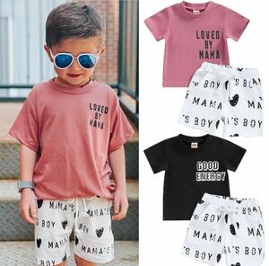 男の子 上下 2点セット Tシャツ ショートパンツ 半袖 ブラック 100 110