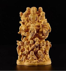★極上の木彫 仏教美術 精密彫刻 仏像 手彫り 極上品 十八羅漢