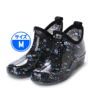 [ new goods unused ] rain boots Short M floral print Navy 16029