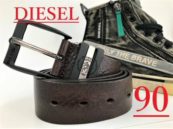 ディーゼル　ベルト 07A20　サイズ90　ブラウン　新品 タグ付　プレゼントにも　DIESEL　B-HIDDEN　X05550 PR227 T2348