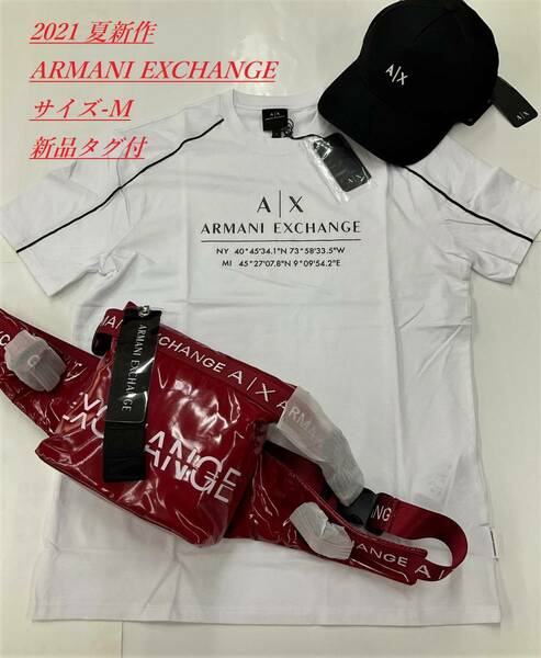AX　ロゴ Tシャツ 10A21　Mサイズ　ホワイト　新品 タグ付　アルマーニ エクスチェンジ　ギフトにも　3KZMFB ZJH4Z 1100