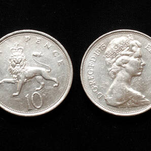 【イギリス】 1975年 10 ニューペンス 白銅貨 エリザベス2世女王 獅子 New Penceの画像1