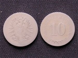 【ドイツ】 10ペニッヒ 1876年 イーグル　白銅貨　ドイツ帝国時代