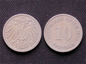 【ドイツ】 10ペニッヒ 1898年 イーグル　白銅貨　ドイツ帝国時代