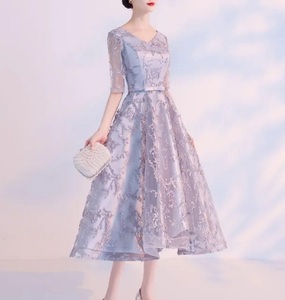 *M(9 number )* ribbon embroidery. party medium dress (OPN2779)