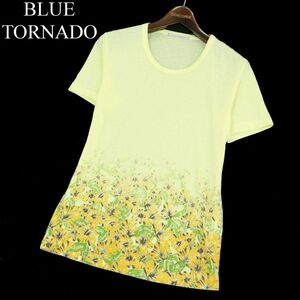 BLUE TORNADO Tornado Mart spring summer floral print flower * short sleeves cut and sewn T-shirt Sz.M men's A3T03386_4#D