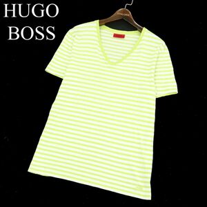 HUGO BOSS Hugo Boss spring summer border * short sleeves V neck cut and sewn T-shirt Sz.M men's A3T03428_4#D