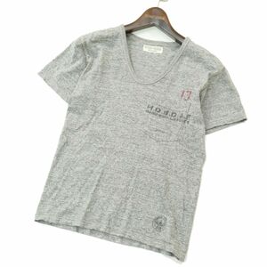 HARD BIRD ハードバード フラッドヘッド 春夏 半袖 プリント★ Uネック カットソー Tシャツ Sz.XS位　メンズ グレー 日本製　A3T03416_4#D