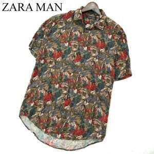 ZARA MAN ザラ マン 春夏 リーフ 総柄★ 半袖 レーヨン100％ シャツ Sz.S　メンズ　A3T03408_4#A