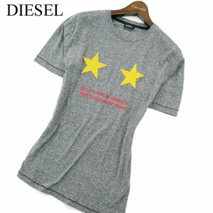 DIESEL ディーゼル 春夏 スター ワッペン★ レーヨン混 ストレッチ 半袖 クルーネック カットソー Tシャツ Sz.M　メンズ 灰　A3T04141_4#D