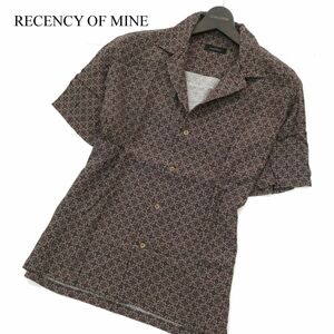 RECENCY OF MINE アバハウス 春夏 ヴィスコース モザイク プリント★ 総柄 半袖 スリム シャツ Sz.46　メンズ　A3T04158_4#A