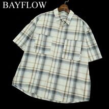 20SS★ BAYFLOW ベイフロー 春夏 半袖 オーバーサイズ★ チェック シャツ Sz.3　メンズ ビッグシルエット 　A3T04297_4#A_画像1