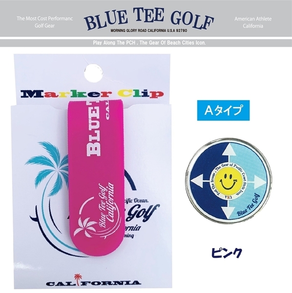 ■③7【Aタイプ：ピンク】ブルーティーゴルフ【シリコンマグネット クリップ +ボールマーカー】クリップマーカーBLUE TEE GOLF MC-001