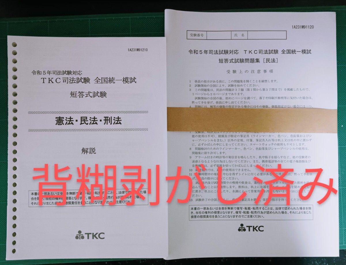 速くおよび自由な 令和5年司法試験対応 TKC司法試験 全国統一模試 解説