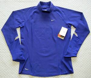 ナイキ　NIKE　DRI-FIT　ランニング用高機能ネックモックシャツ　長袖　青系　サイズ L　保温/吸汗速乾/ストレッチ機能　定価 5,830円
