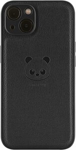 Panda Baby iPhone 14 レザーケース 本革に近い質感 (ブラック)