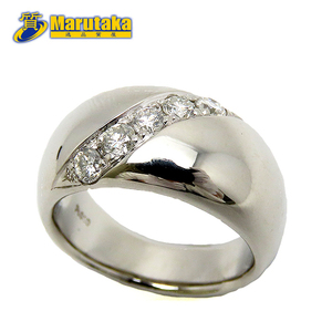 送料無料 ダイヤモンド プラチナ リング 16.5号 Pt900 D0.60ct 18.5g メンズ Platinum Diamond Ring 美品 逸品質屋 丸高 尼崎 a23-8-5