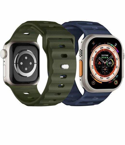 Apple Watch バンド　スポーツベルトシリコン 防汗アップルウォッチバンド　iWatch バンド　42/44/45/49mm 2本高品質