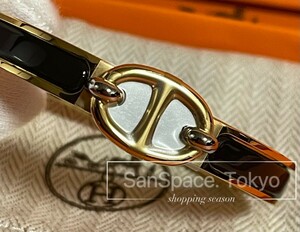 新品 エルメス ミニ・クリック/シェーヌ・ダンクル ブラック ゴールド ブレスレット Hermes Mini Clic Chaine d'Ancre Bracelet NEW