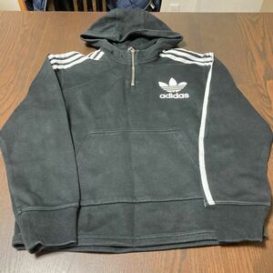 中古　adidas アディダス 長袖　トレーナー　パーカー　ブラック　サイズS