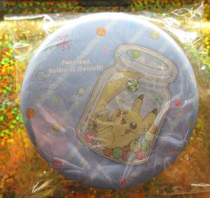 送料140円★ポケモンシール入り丸缶ケース★Bottle of Confetti★【ピカチュウ】ブリキ・直径約10cm・厚さ2.4cm★シール24枚入り★2016年製