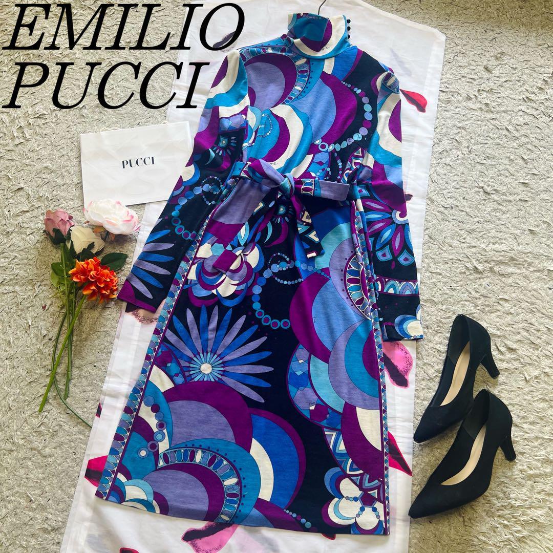 限定品 EMILIO PUCCI サマーニットワンピース ブラック ビジュー L