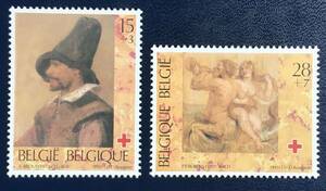 【絵画切手】ベルギー1993年 赤十字 ルーベンス「ネレイドとトリトン」 ブラウエル「帽子の男の肖像」全2種完 未使用　美品