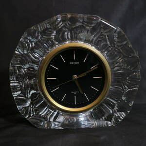 動作確認済み SEIKO セイコー QUARTZ ガラス製 置き時計 アナログ 硝子細工 インテリア 雑貨 調度品 昭和 レトロ 中古
