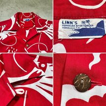 LINN'S HAWAIIAN SPORTWEAR 【men2590H】 50's コットンハワイアンシャツ TROPICAL SAILFISH オープンカラー グッドコンディション L AG_画像2