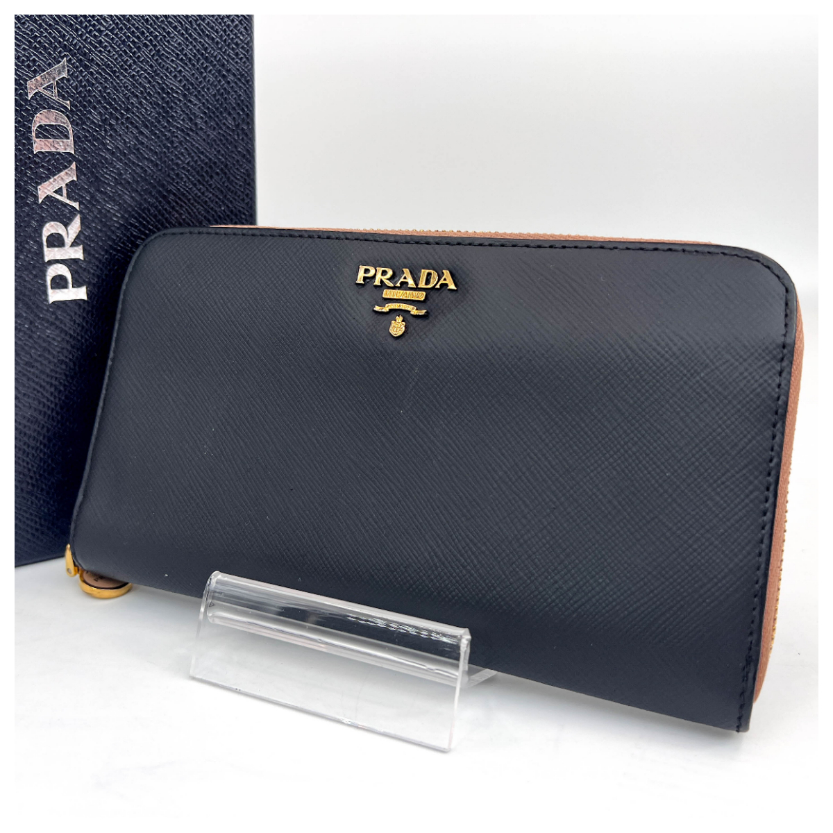 15400円安い買取 大阪 原価 送料無料 PRADA プラダ ラウンドファスナー