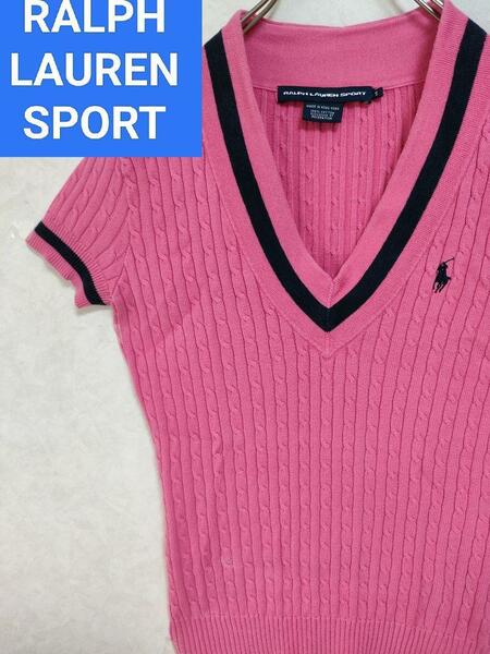 ラルフローレンスポーツ　ケーブルニット　Vネック　半袖シャツ　ポロラルフローレン POLO RALPH LAUREN SPORT RRL RLX