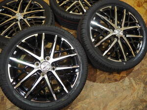 ★AME★165/55R15 4.5J+45 4H100 新品 人気 SMACK GRAIVE ドレスアップ ホイール 1台分 AZ EK MRワゴン ラパン LIFE DAYS ESSE 軽四 BK/P