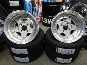 フォーカスレーシングファイブ(シルバー）8Ｊ-14　9Ｊ-14　114.3/4Ｈ　海外製　175/60Ｒ14　新品　旧車