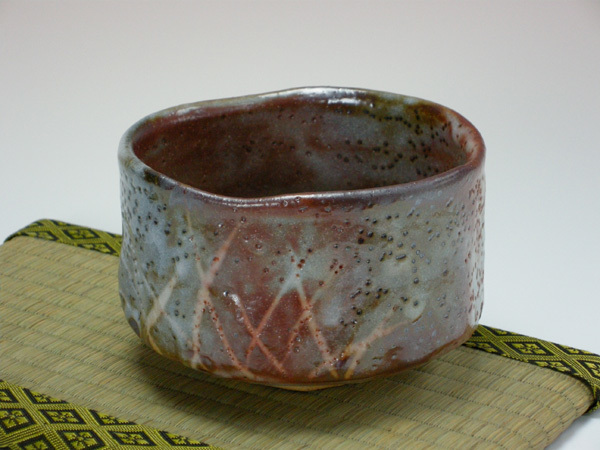美濃焼,茶器,作家物,茶道具,茶陶,桃山陶 源九郎窯 加藤 健 作 鼠志野抹茶茶碗
