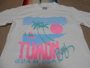 １９８０年代製 HANES BEEFY GUAM TUMON BAY YACHT MADE IN USA へインズ トロピカル ビンテージ Tシャツ サーフィン サーファー ヨット