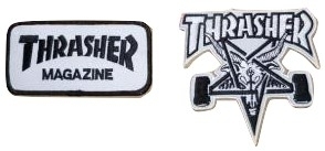 JB即決 THRASHER　スラッシャー MAG LOGO SK8 GOAT マグロゴ スケートゴート ワッペン 白x黒 セット 2枚SET 新品　パッチ 80　90 VANS